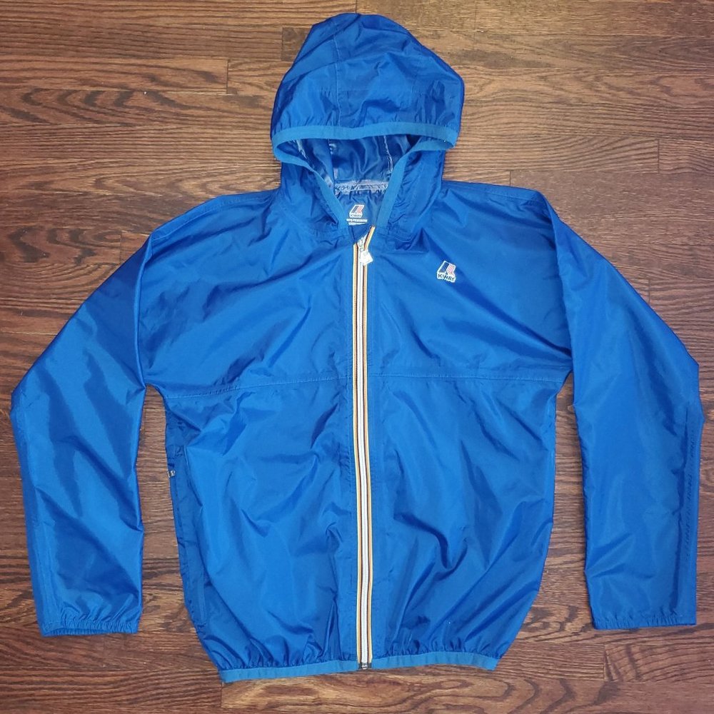Vintage K Way Full Zip Windbreaker Packable Anorak Jacket Youth Size 12Y
